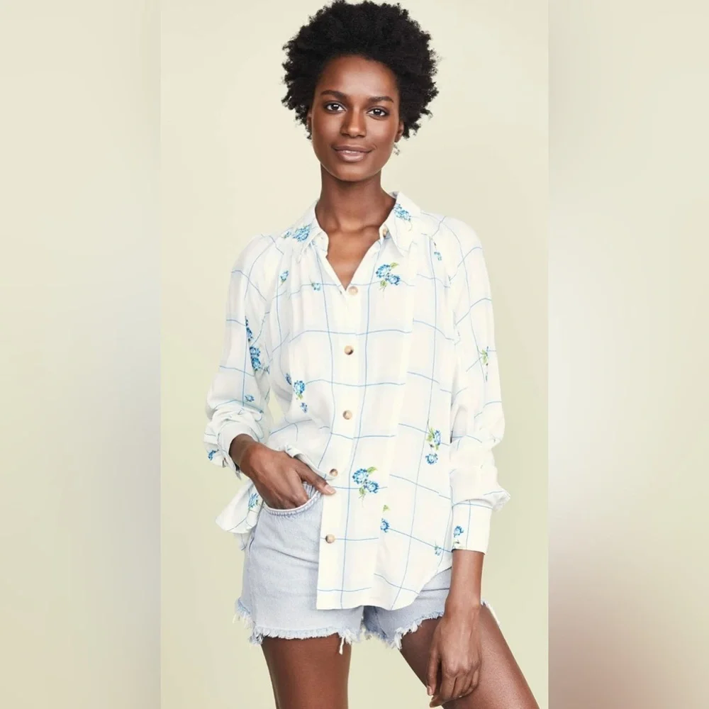 Free People Window to My Heart Button Down Sz S